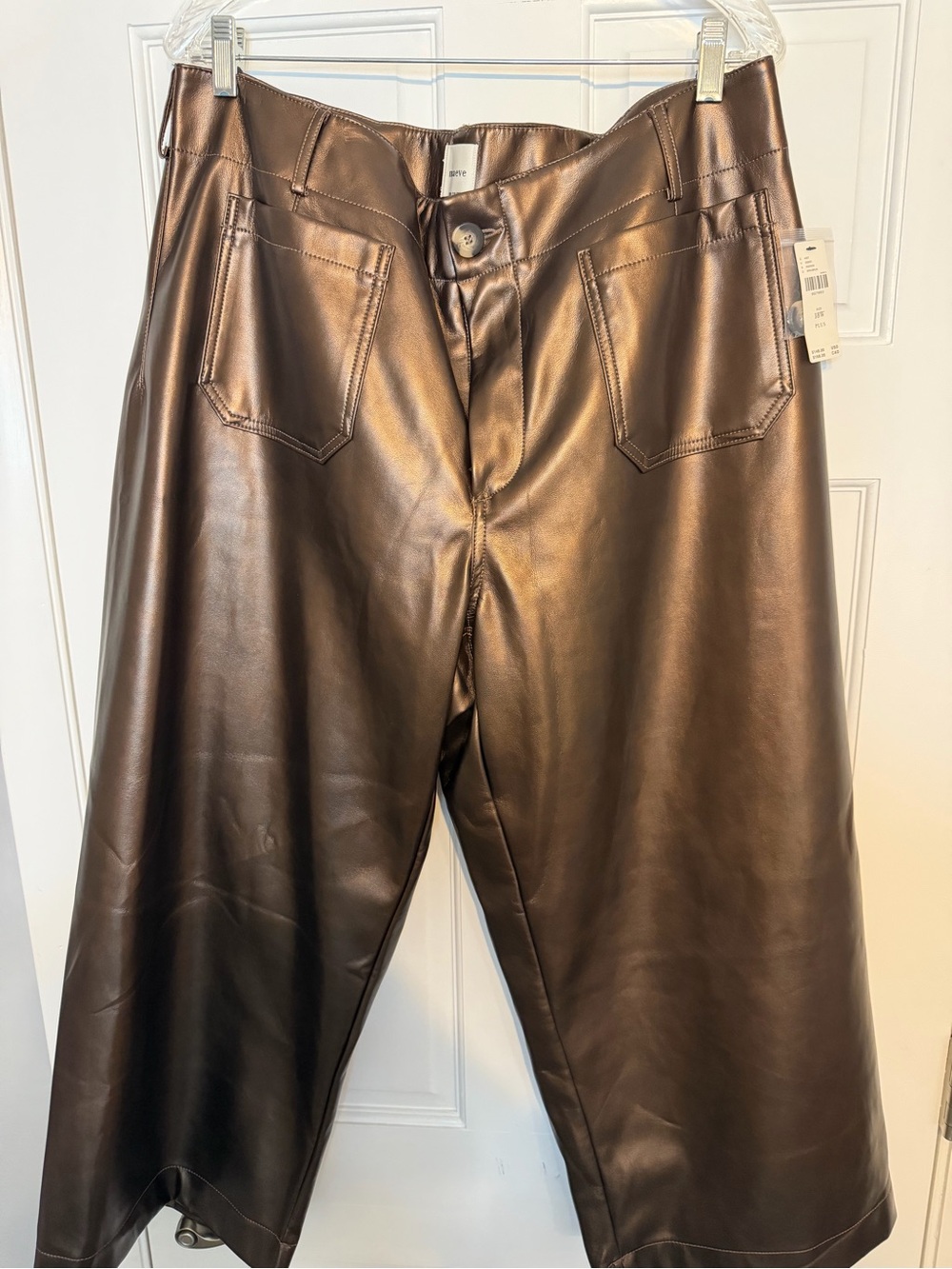 Anthropologie Maeve Colette Faux Leather Wide-Leg Women’s Pants Brown Size 18W